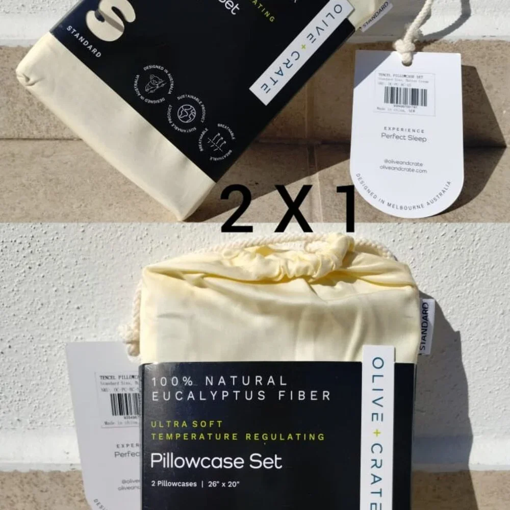Olive Crate 2 STANDARD SETS - 100% Tencel Eucalyptus Temp Regulating Pillowcases